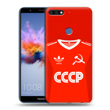 Силиконовый противоударный чехол на Huawei Honor 7C с принтом Флаг Герб СССР Силиконовый противоударный чехол на Huawei Honor 7C с принтом Флаг Герб СССР