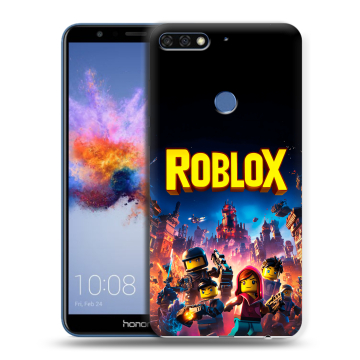 Силиконовый противоударный чехол на Huawei Honor 7C с принтом Roblox Роблокс