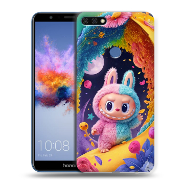 Силиконовый противоударный чехол на Huawei Honor 7C с принтом Labubu Лабубу