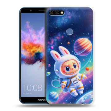 Силиконовый противоударный чехол на Huawei Honor 7C с принтом Labubu Лабубу