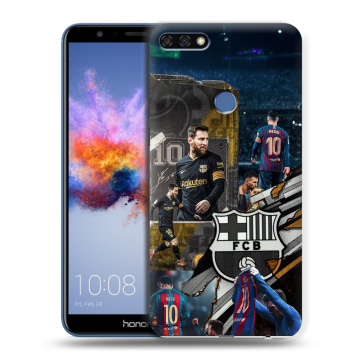Силиконовый противоударный чехол на Huawei Honor 7C с принтом Messi Barcelona Силиконовый противоударный чехол на Huawei Honor 7C с принтом Messi Barcelona