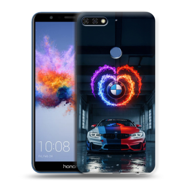 Силиконовый противоударный чехол на Huawei Honor 7C с принтом BMW БМВ