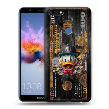 Силиконовый противоударный чехол на Huawei Honor 7C с принтом Дональд Дак Доллар Силиконовый противоударный чехол на Huawei Honor 7C с принтом Дональд Дак Доллар
