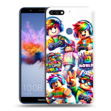 Силиконовый противоударный чехол на Huawei Honor 7C с принтом Roblox Роблокс