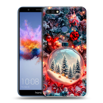 Силиконовый противоударный чехол на Huawei Honor 7C с принтом Новый год Силиконовый противоударный чехол на Huawei Honor 7C с принтом Новый год