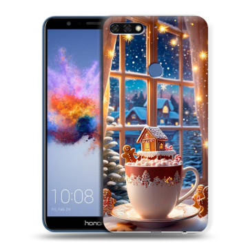 Силиконовый противоударный чехол на Huawei Honor 7C с принтом Новый год Силиконовый противоударный чехол на Huawei Honor 7C с принтом Новый год