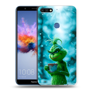 Силиконовый противоударный чехол на Huawei Honor 7C с принтом Новый год гринч Силиконовый противоударный чехол на Huawei Honor 7C с принтом Новый год гринч