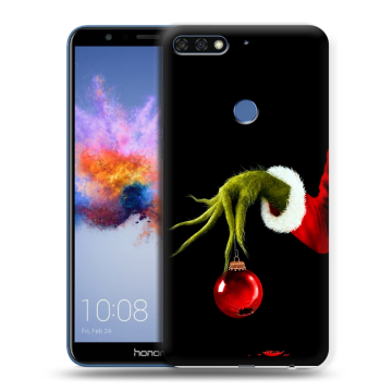 Силиконовый противоударный чехол на Huawei Honor 7C с принтом Новый год Гринч Силиконовый противоударный чехол на Huawei Honor 7C с принтом Новый год Гринч