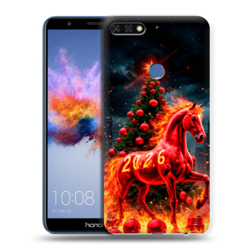 Силиконовый противоударный чехол на Huawei Honor 7C с принтом Новый год Силиконовый противоударный чехол на Huawei Honor 7C с принтом Новый год