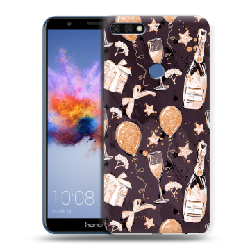 Силиконовый противоударный чехол на Huawei Honor 7C с принтом Новый год Силиконовый противоударный чехол на Huawei Honor 7C с принтом Новый год
