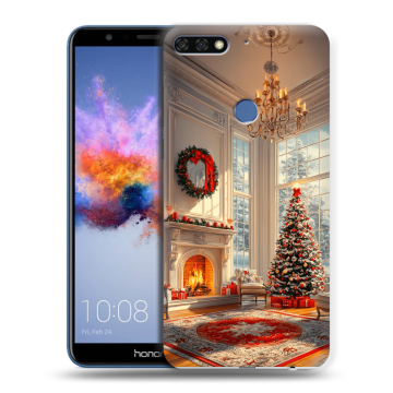 Силиконовый противоударный чехол на Huawei Honor 7C с принтом Новый год Силиконовый противоударный чехол на Huawei Honor 7C с принтом Новый год