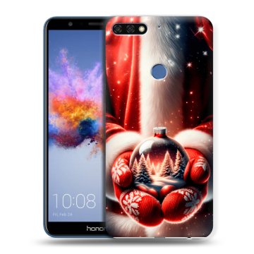 Силиконовый противоударный чехол на Huawei Honor 7C с принтом Новый год Силиконовый противоударный чехол на Huawei Honor 7C с принтом Новый год