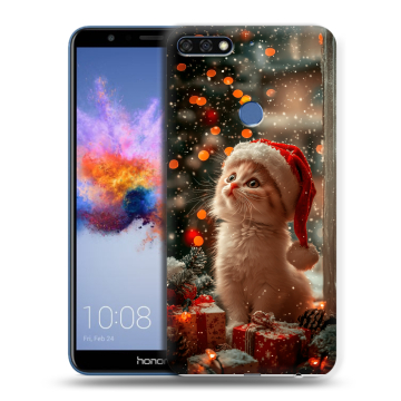 Силиконовый противоударный чехол на Huawei Honor 7C с принтом Новый год Силиконовый противоударный чехол на Huawei Honor 7C с принтом Новый год