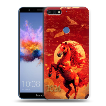Силиконовый противоударный чехол на Huawei Honor 7C с принтом Новый год Силиконовый противоударный чехол на Huawei Honor 7C с принтом Новый год