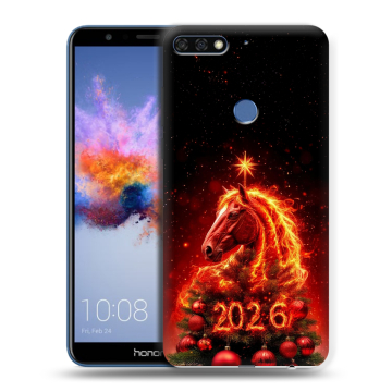 Силиконовый противоударный чехол на Huawei Honor 7C с принтом Новый год Силиконовый противоударный чехол на Huawei Honor 7C с принтом Новый год