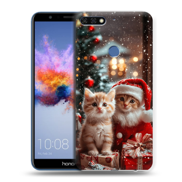 Силиконовый противоударный чехол на Huawei Honor 7C с принтом Новый год Силиконовый противоударный чехол на Huawei Honor 7C с принтом Новый год