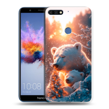 Силиконовый противоударный чехол на Huawei Honor 7C с принтом Новый год