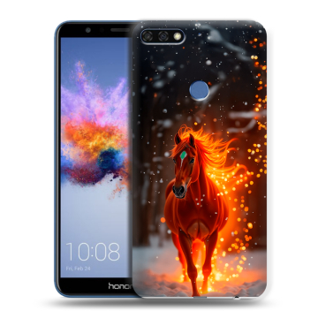Силиконовый противоударный чехол на Huawei Honor 7C с принтом Новый год
