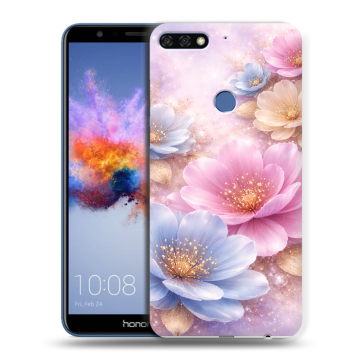 Силиконовый противоударный чехол на Huawei Honor 7C с принтом женский