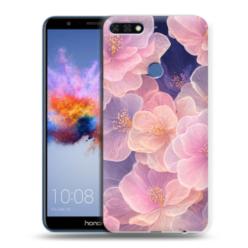 Силиконовый противоударный чехол на Huawei Honor 7C с принтом женский