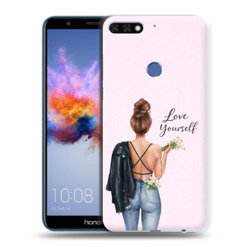 Силиконовый противоударный чехол на Huawei Honor 7C с принтом женский