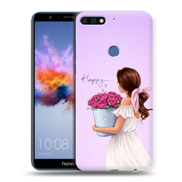 Силиконовый противоударный чехол на Huawei Honor 7C с принтом женский