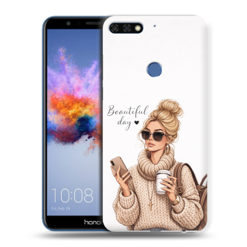 Силиконовый противоударный чехол на Huawei Honor 7C с принтом женский Силиконовый противоударный чехол на Huawei Honor 7C с принтом женский