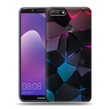 Силиконовый противоударный чехол на Huawei Y6 Prime (2018) с принтом Геометрия неона Силиконовый противоударный чехол на Huawei Y6 Prime (2018) с принтом Геометрия неона