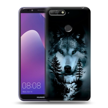 Силиконовый противоударный чехол на Huawei Y6 Prime (2018) с принтом Лесной волк Силиконовый противоударный чехол на Huawei Y6 Prime (2018) с принтом Лесной волк