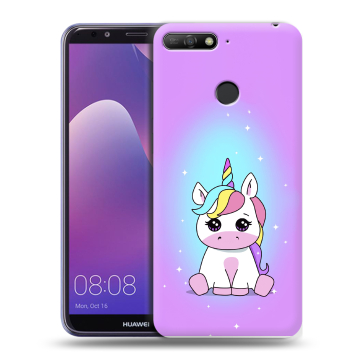 Силиконовый противоударный чехол на Huawei Y6 Prime (2018) с принтом Единорог Силиконовый противоударный чехол на Huawei Y6 Prime (2018) с принтом Единорог