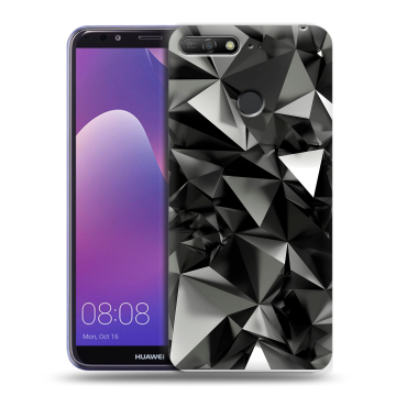 Силиконовый противоударный чехол на Huawei Y6 Prime (2018) с принтом Черные кристаллы Силиконовый противоударный чехол на Huawei Y6 Prime (2018) с принтом Черные кристаллы