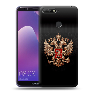 Силиконовый противоударный чехол на Huawei Y6 Prime (2018) с принтом Герб России Силиконовый противоударный чехол на Huawei Y6 Prime (2018) с принтом Герб России