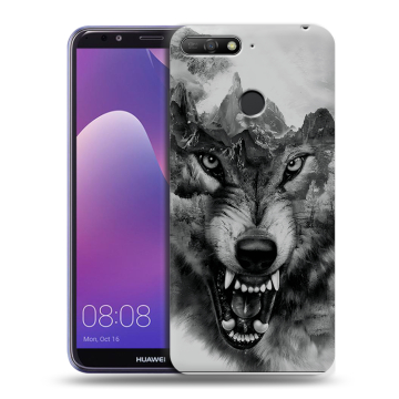 Силиконовый противоударный чехол на Huawei Y6 Prime (2018) с принтом Волк Силиконовый противоударный чехол на Huawei Y6 Prime (2018) с принтом Волк