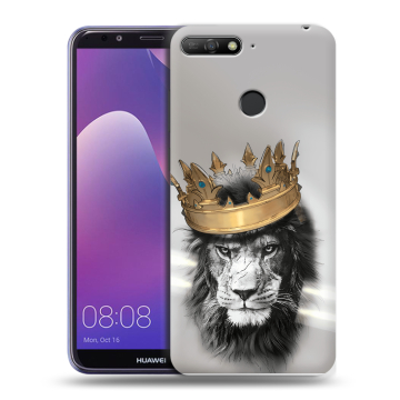 Силиконовый противоударный чехол на Huawei Y6 Prime (2018) с принтом Лев с короной Силиконовый противоударный чехол на Huawei Y6 Prime (2018) с принтом Лев с короной
