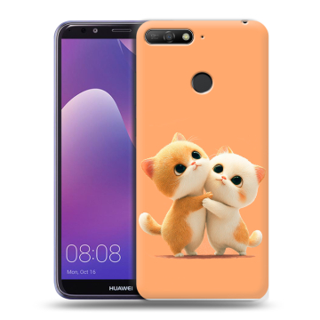 Силиконовый противоударный чехол на Huawei Y6 Prime (2018) с принтом Милые котики Силиконовый противоударный чехол на Huawei Y6 Prime (2018) с принтом Милые котики