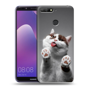 Силиконовый противоударный чехол на Huawei Y6 Prime (2018) с принтом Коты Силиконовый противоударный чехол на Huawei Y6 Prime (2018) с принтом Коты