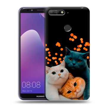 Силиконовый противоударный чехол на Huawei Y6 Prime (2018) с принтом Кошки Силиконовый противоударный чехол на Huawei Y6 Prime (2018) с принтом Кошки