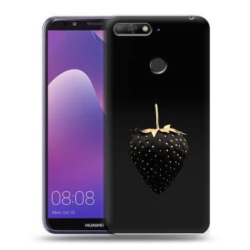Силиконовый противоударный чехол на Huawei Y6 Prime (2018) с принтом Черная клубника Силиконовый противоударный чехол на Huawei Y6 Prime (2018) с принтом Черная клубника