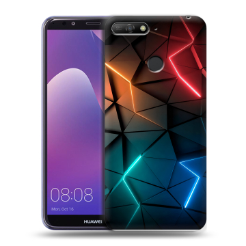 Силиконовый противоударный чехол на Huawei Y6 Prime (2018) с принтом Абстракция неон Силиконовый противоударный чехол на Huawei Y6 Prime (2018) с принтом Абстракция неон