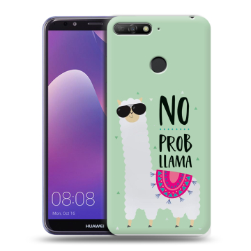 Силиконовый противоударный чехол на Huawei Y6 Prime (2018) с принтом Лама Силиконовый противоударный чехол на Huawei Y6 Prime (2018) с принтом Лама