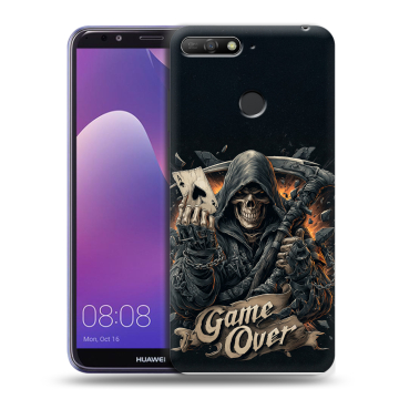 Силиконовый противоударный чехол на Huawei Y6 Prime (2018) с принтом Скелет карты Силиконовый противоударный чехол на Huawei Y6 Prime (2018) с принтом Скелет карты