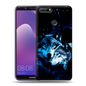 Силиконовый противоударный чехол на Huawei Y6 Prime (2018) с принтом Волки Силиконовый противоударный чехол на Huawei Y6 Prime (2018) с принтом Волки