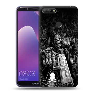 Силиконовый противоударный чехол на Huawei Y6 Prime (2018) с принтом Скелет Силиконовый противоударный чехол на Huawei Y6 Prime (2018) с принтом Скелет