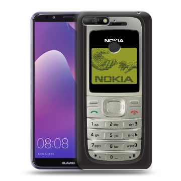 Силиконовый противоударный чехол на Huawei Y6 Prime (2018) с принтом Ретро Нокия