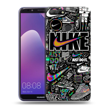 Силиконовый противоударный чехол на Huawei Y6 Prime (2018) с принтом Найк Силиконовый противоударный чехол на Huawei Y6 Prime (2018) с принтом Найк