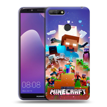 Силиконовый противоударный чехол на Huawei Y6 Prime (2018) с принтом Майнкрафт Minecraft Силиконовый противоударный чехол на Huawei Y6 Prime (2018) с принтом Майнкрафт Minecraft