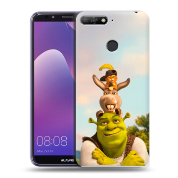 Силиконовый противоударный чехол на Huawei Y6 Prime (2018) с принтом Шрек Shrek