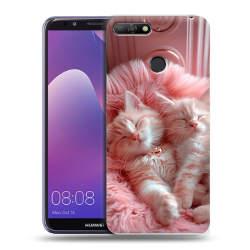 Силиконовый противоударный чехол на Huawei Y6 Prime (2018) с принтом котята котики Силиконовый противоударный чехол на Huawei Y6 Prime (2018) с принтом котята котики