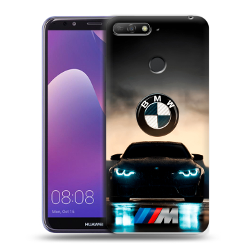 Силиконовый противоударный чехол на Huawei Y6 Prime (2018) с принтом БМВ BMW Силиконовый противоударный чехол на Huawei Y6 Prime (2018) с принтом БМВ BMW