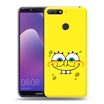 Силиконовый противоударный чехол на Huawei Y6 Prime (2018) с принтом спанчбоб спанч боб
